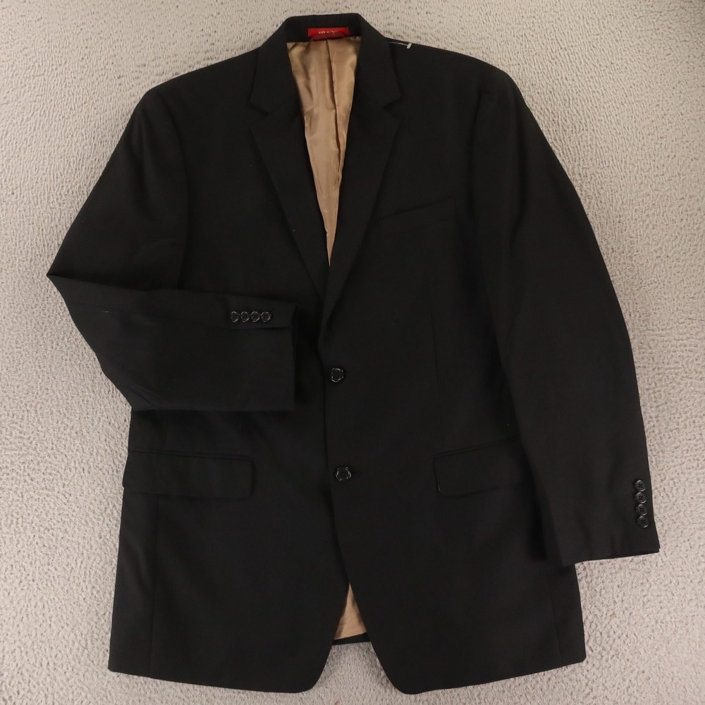 Izod Jacket 42l Mt Black Polyester Rayon Blazer Sport Coat